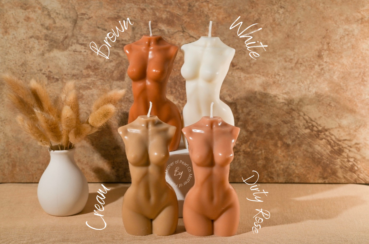 BIG Full Figure Nude Woman Candle: Custom Scent and Color, Soy Wax. 